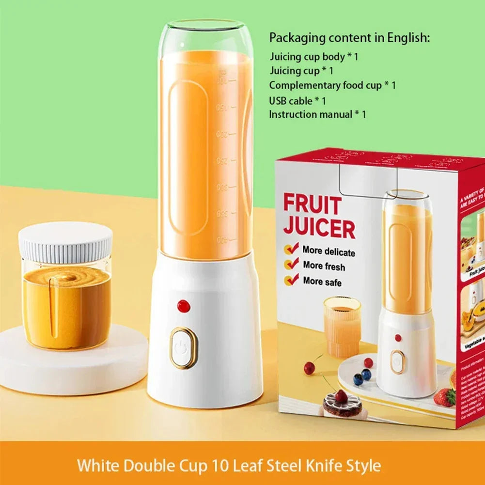 500ML Portable Electric Blender 40W USB Rechargeable Cordless White-2