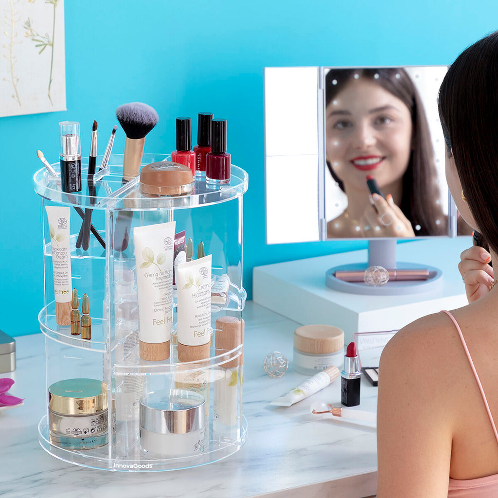 360° Rotating Makeup Organiser – Cosmetics & Skincare Storage