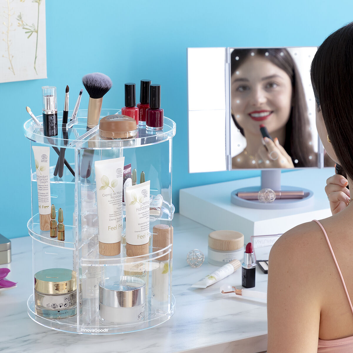 360° Rotating Makeup Organiser – Cosmetics & Skincare Storage