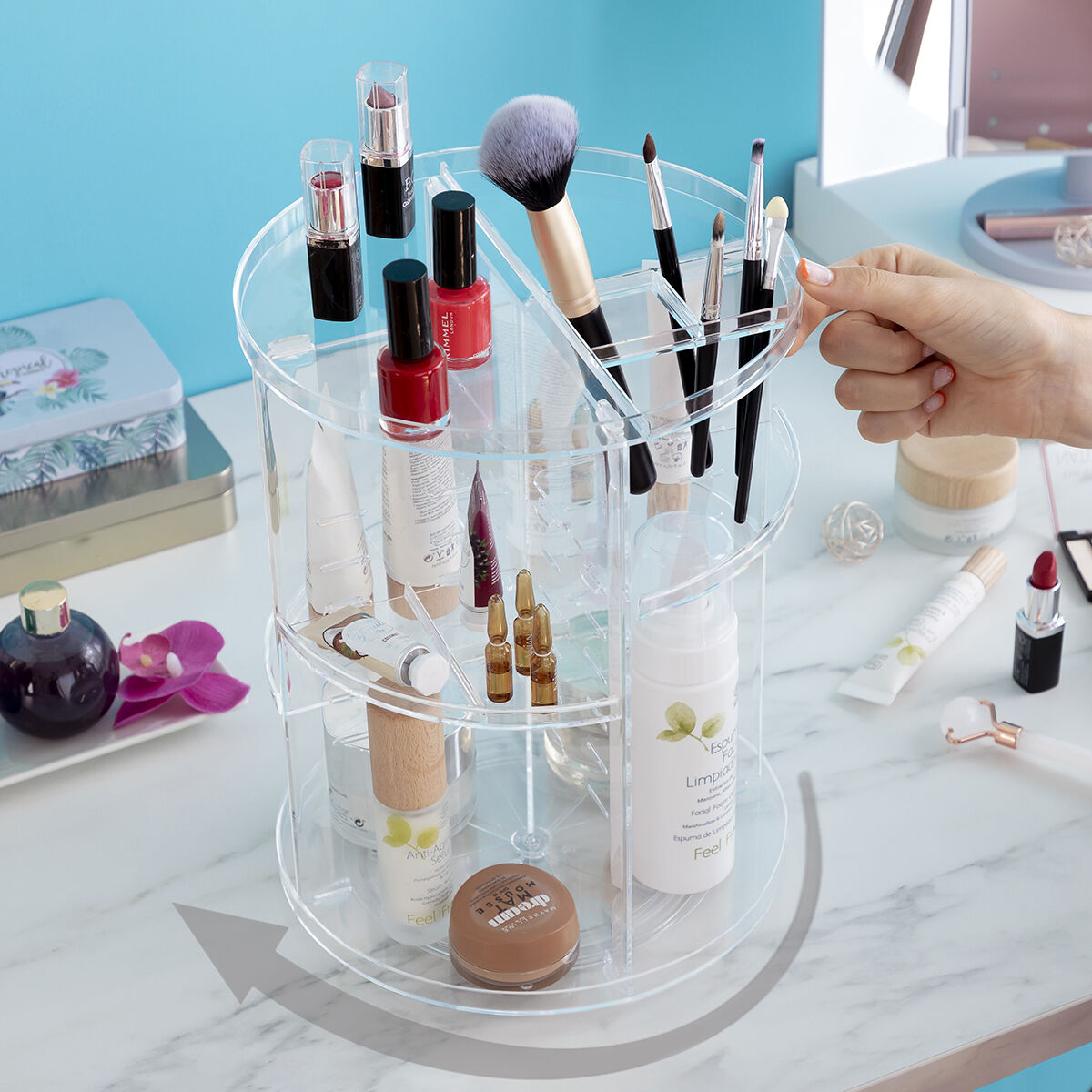 360° Rotating Makeup Organiser – Cosmetics & Skincare Storage