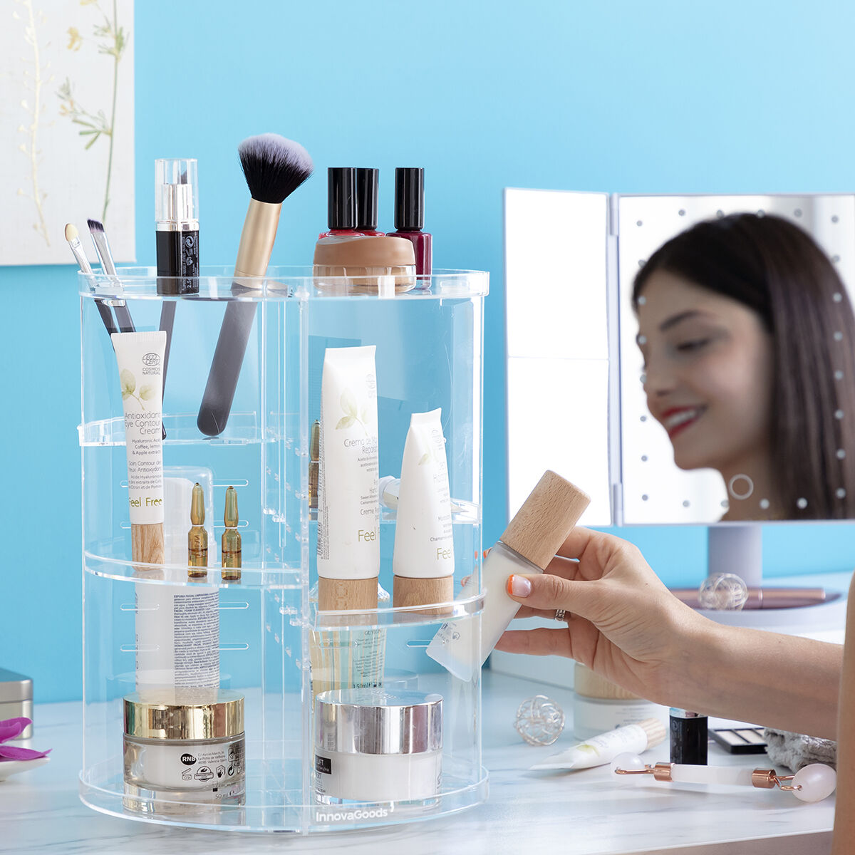 360° Rotating Makeup Organiser – Cosmetics & Skincare Storage